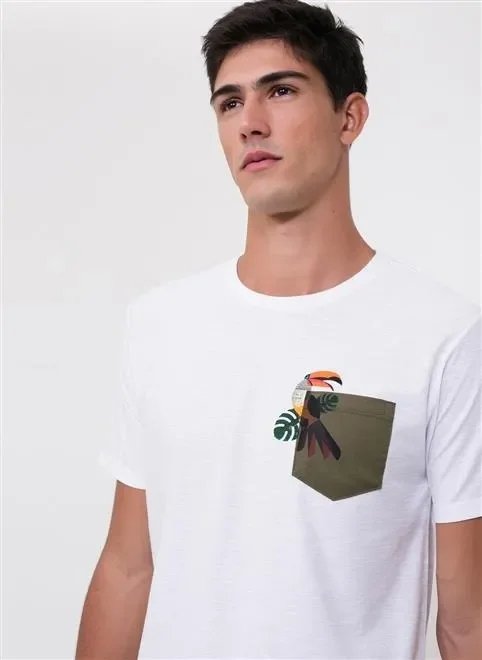 camiseta flame estampa tucano bolso camiseta flame estampa tucano bolso