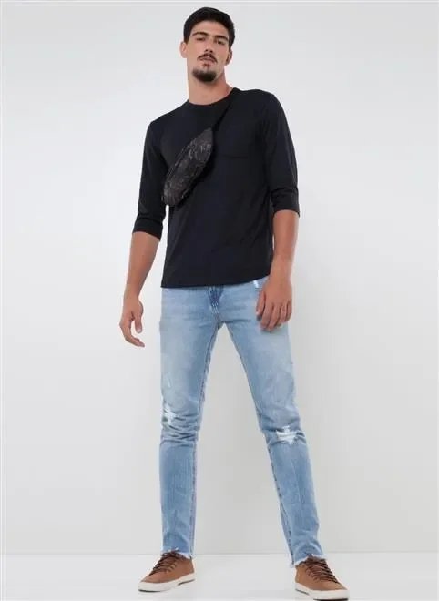 camiseta manga 3/4 em malha peach camiseta manga 3/4 em malha peach