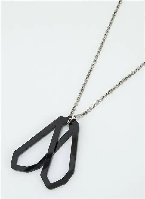 colar corrente pingentes triang preto colar corrente pingentes triang preto