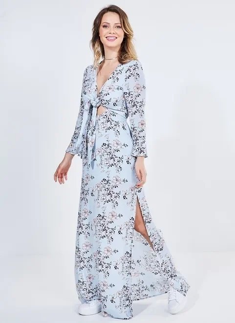 vestido longo floral azul vestido longo floral azul