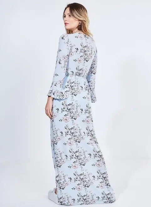 vestido longo floral azul vestido longo floral azul
