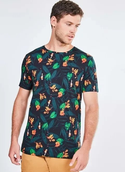 camiseta em algodão peruano estampa tropical camiseta em algodão peruano estampa tropical