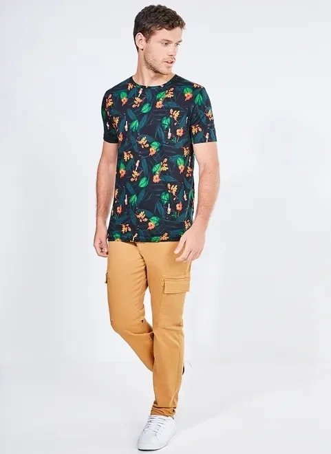 camiseta em algodão peruano estampa tropical camiseta em algodão peruano estampa tropical