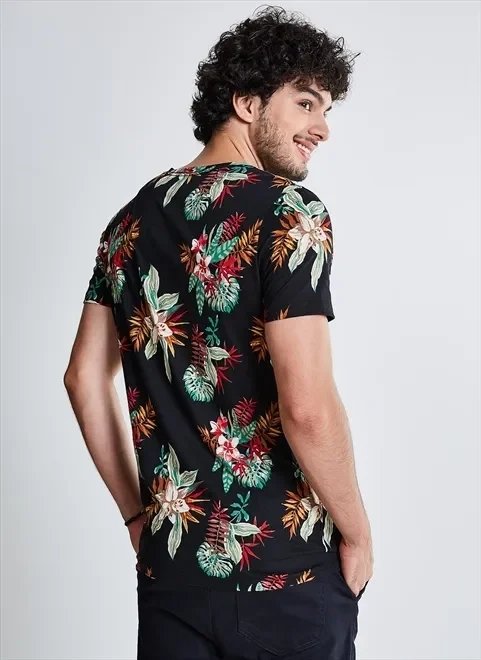 camiseta algodão peruano floral camiseta algodão peruano floral