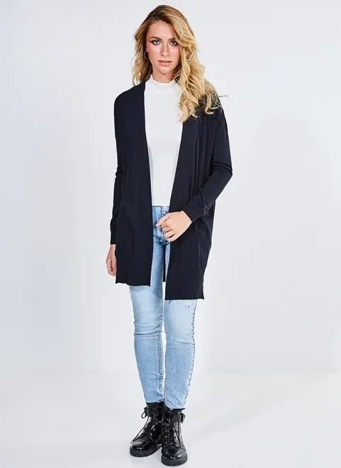 cardigan alongado com bolsos cardigan alongado com bolsos