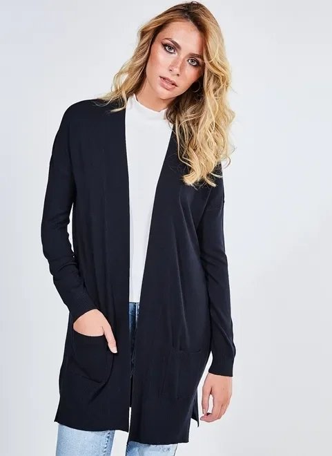 cardigan alongado com bolsos cardigan alongado com bolsos
