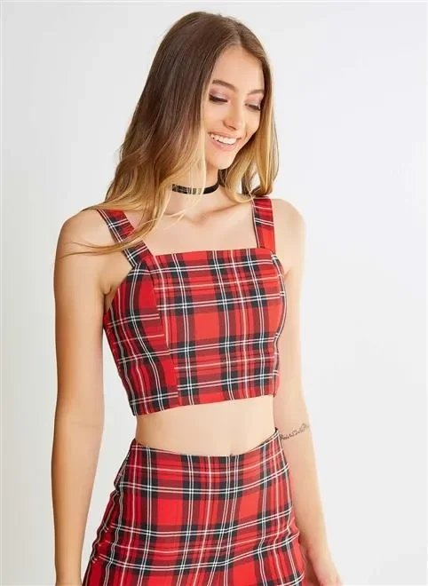 top cropped xadrez vermelho top cropped xadrez vermelho