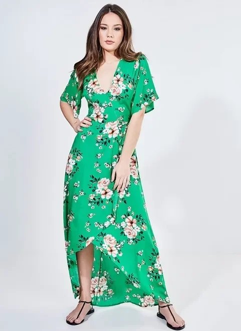 vestido transpassado com estampa floral vestido transpassado com estampa floral