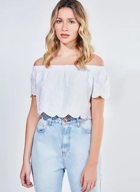 blusa cropped ciganinha com detalhe em picot blusa cropped ciganinha com detalhe em picot