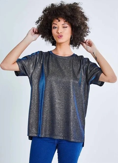 blusa alongada metalizada blusa alongada metalizada