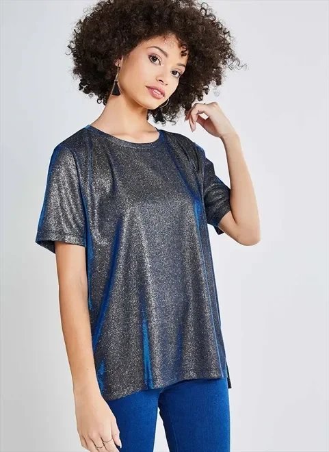 blusa alongada metalizada blusa alongada metalizada