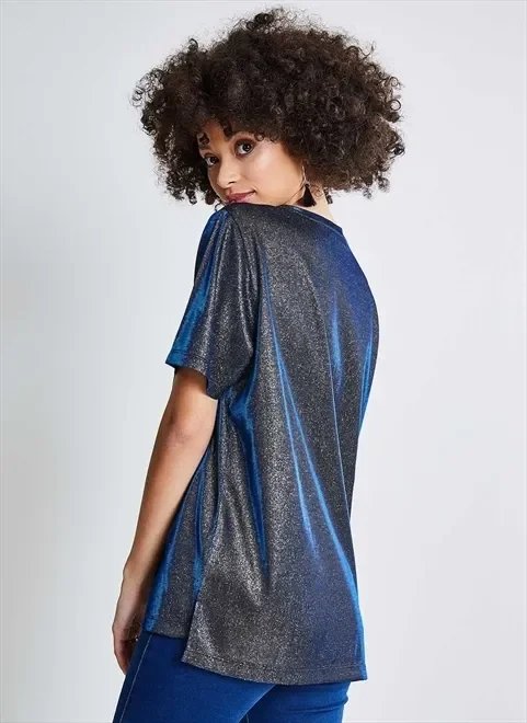 blusa alongada metalizada blusa alongada metalizada