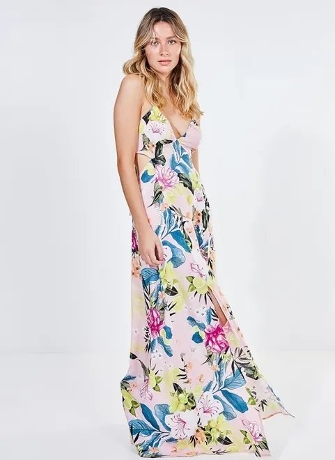 vestido longo estampa tropical vestido longo estampa tropical