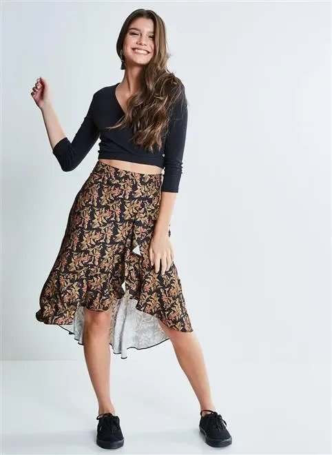 saia midi transpasse floral saia midi transpasse floral