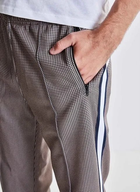 calça malha xadrez bege calça malha xadrez bege