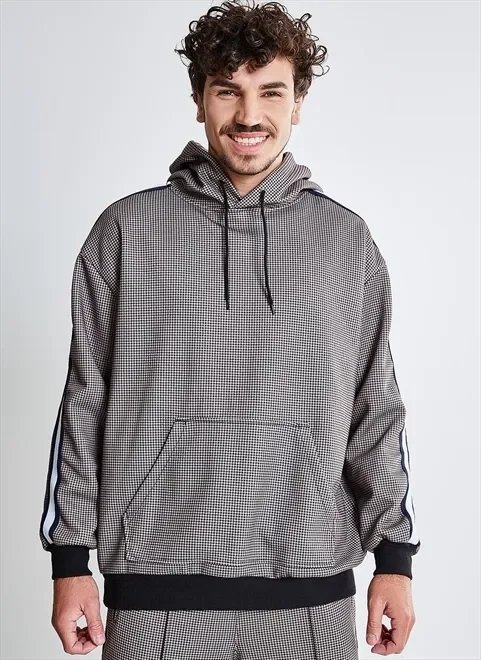 moletom canguru xadrez bege moletom canguru xadrez bege