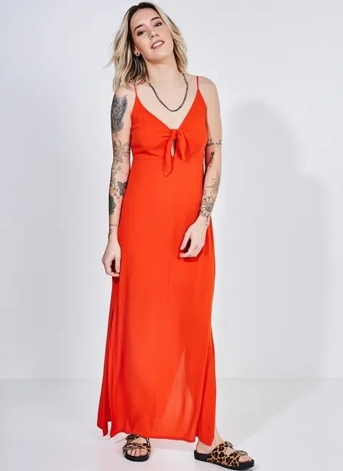 vestido longo nozinho com fendas nas laterais vestido longo nozinho com fendas nas laterais