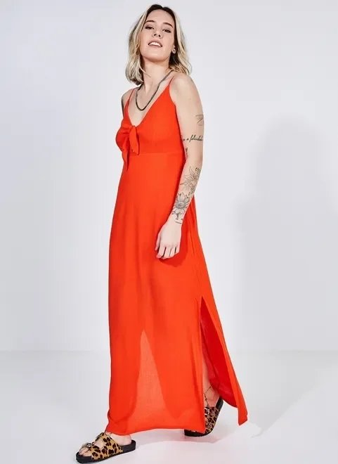 vestido longo nozinho com fendas nas laterais vestido longo nozinho com fendas nas laterais