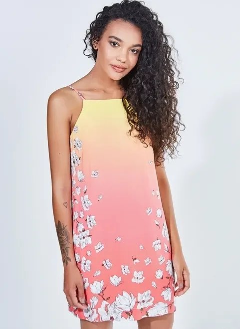 vestido degradê estampa floral vestido degradê estampa floral