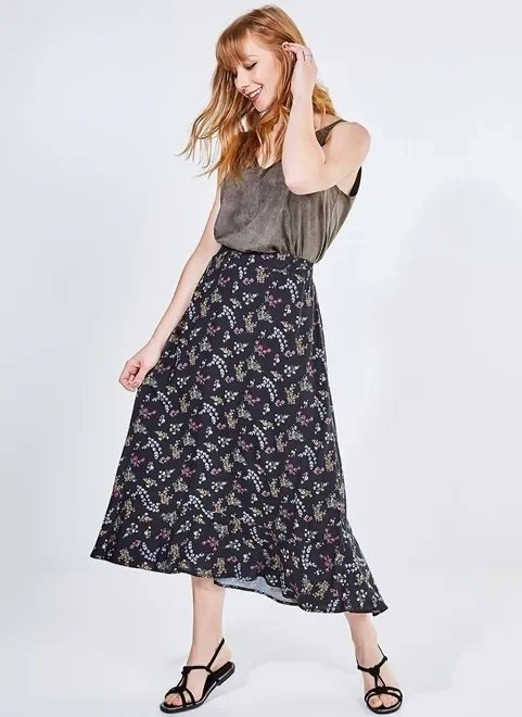 saia midi com babado na barra saia midi com babado na barra