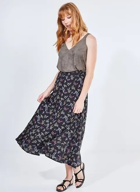 saia midi com babado na barra saia midi com babado na barra