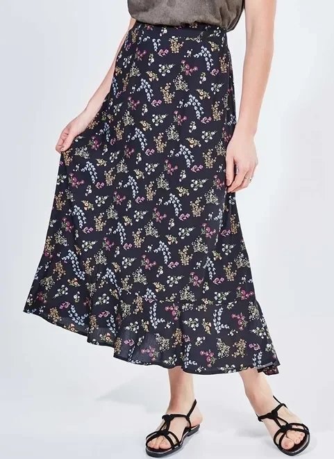 saia midi com babado na barra saia midi com babado na barra