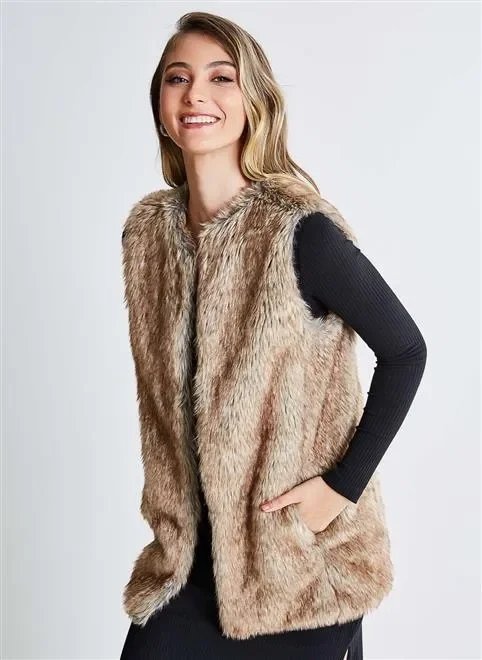 colete alongado em pelo sintético colete alongado em pelo sintético