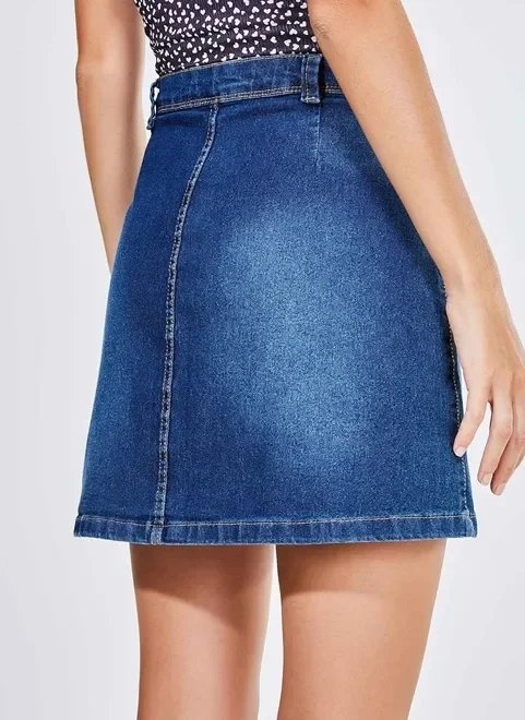 saia cintura alta em jeans com botões saia cintura alta em jeans com botões