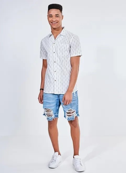 camisa manga curta em algodão camisa manga curta em algodão