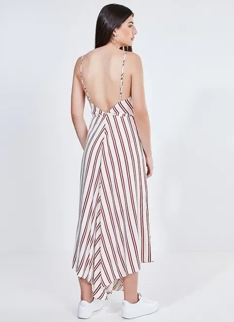 vestido midi listrado com pontas vestido midi listrado com pontas