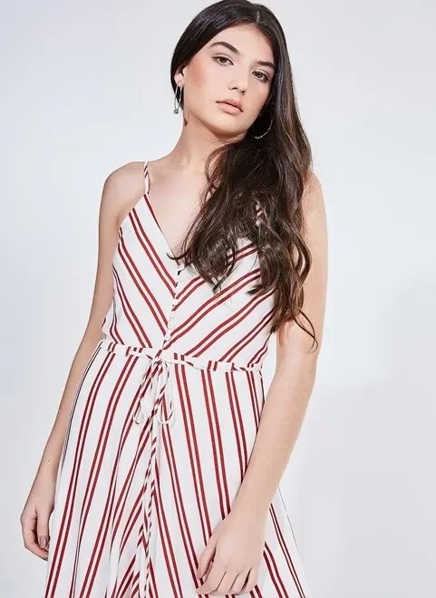 vestido midi listrado com pontas vestido midi listrado com pontas