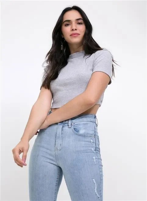 blusa cropped básica mescla blusa cropped básica mescla