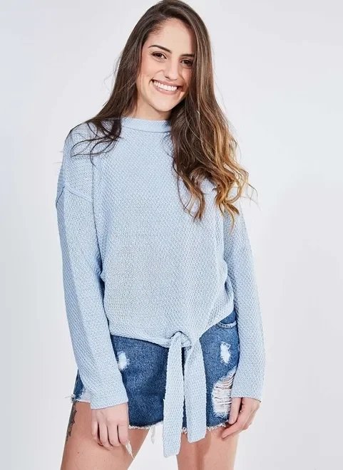 blusa em tricô com amarração blusa em tricô com amarração
