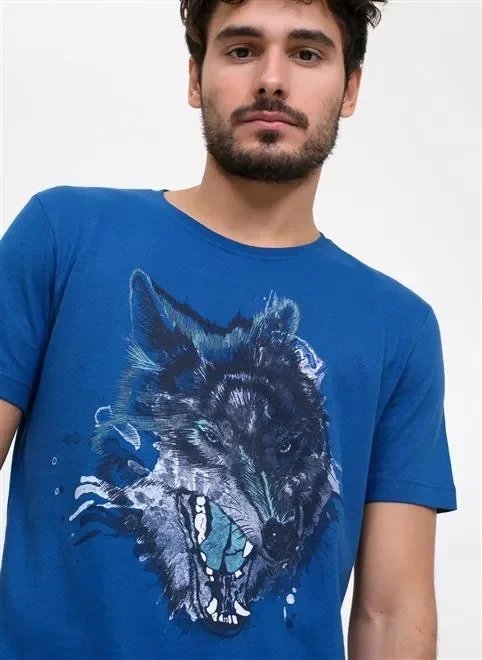 camiseta estampa lobo azul camiseta estampa lobo azul