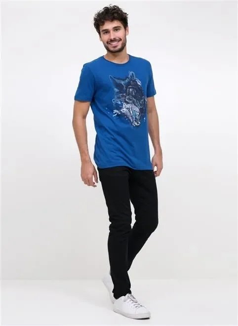 camiseta estampa lobo azul camiseta estampa lobo azul