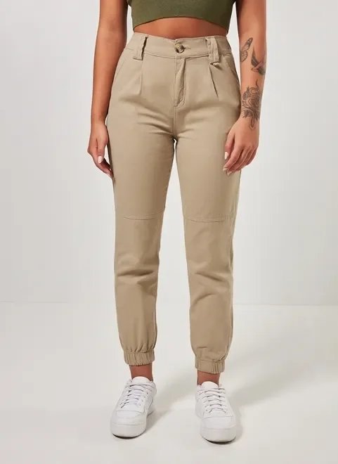 calça jogger cintura alta em sarja calça jogger cintura alta em sarja