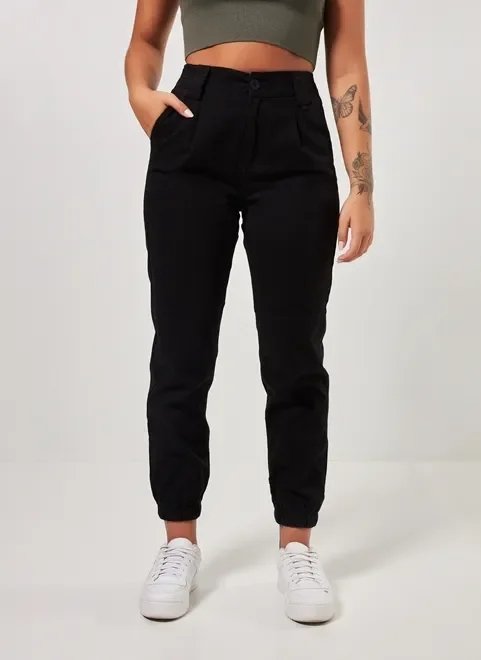 calça jogger cintura alta em sarja calça jogger cintura alta em sarja