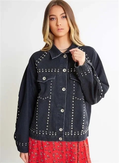 jaqueta jeans over com tachas jaqueta jeans over com tachas