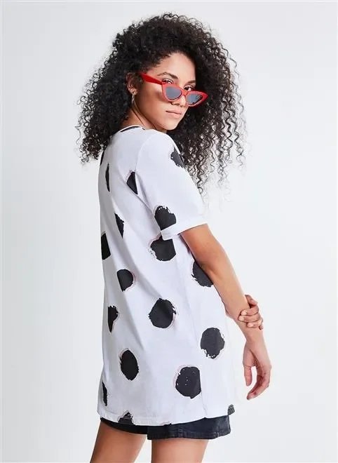 blusa alongada estampa poá blusa alongada estampa poá