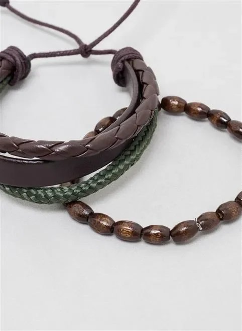 kit pulseiras marrom com verde militar kit pulseiras marrom com verde militar