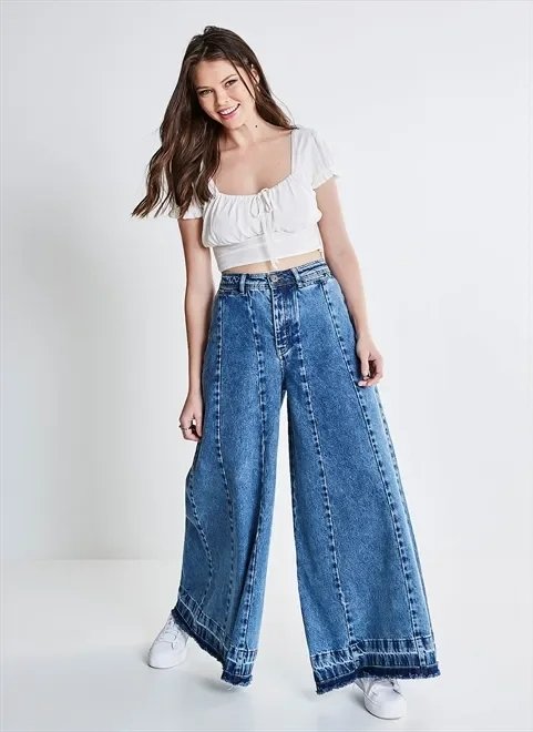 calça pantalona em jeans calça pantalona em jeans