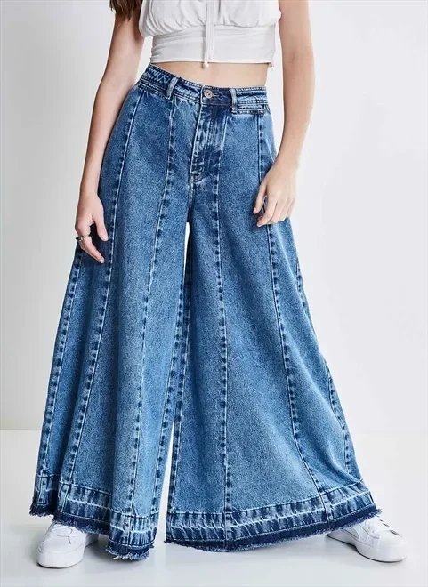 calça pantalona em jeans calça pantalona em jeans