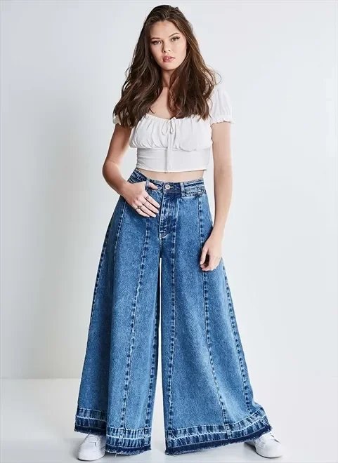 calça pantalona em jeans calça pantalona em jeans