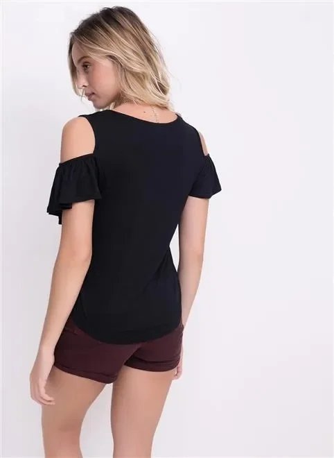 blusa ombro de fora puff + aplicação blusa ombro de fora puff + aplicação