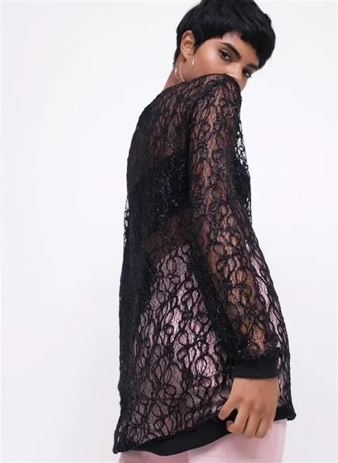 blusa alongada transparente em tule blusa alongada transparente em tule