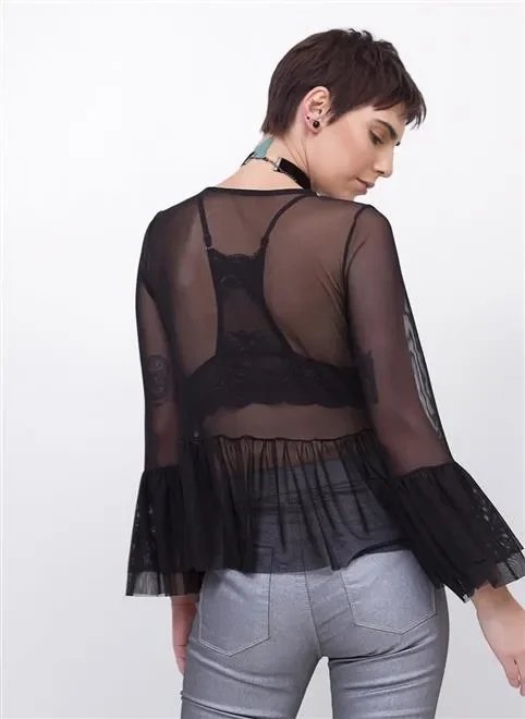 blusa manga longa em tule blusa manga longa em tule