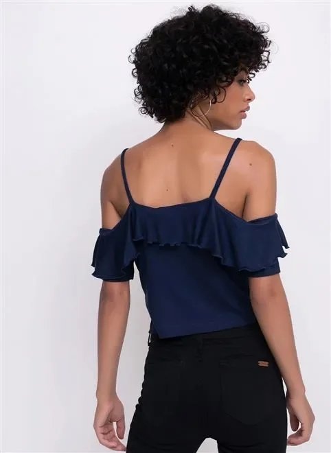 blusa cropped com babados blusa cropped com babados