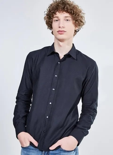 camisa manga longa com botões de pressão camisa manga longa com botões de pressão