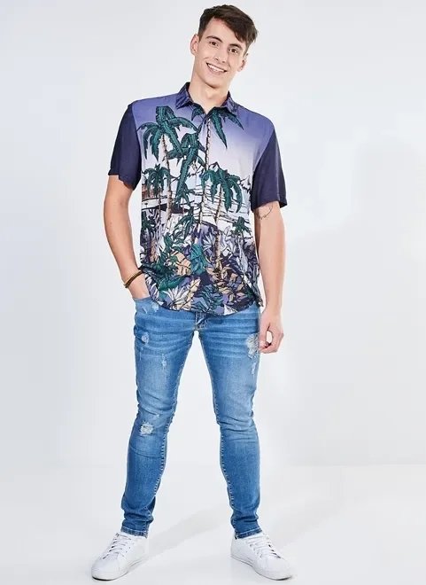 camisa estampa praia noturna camisa estampa praia noturna