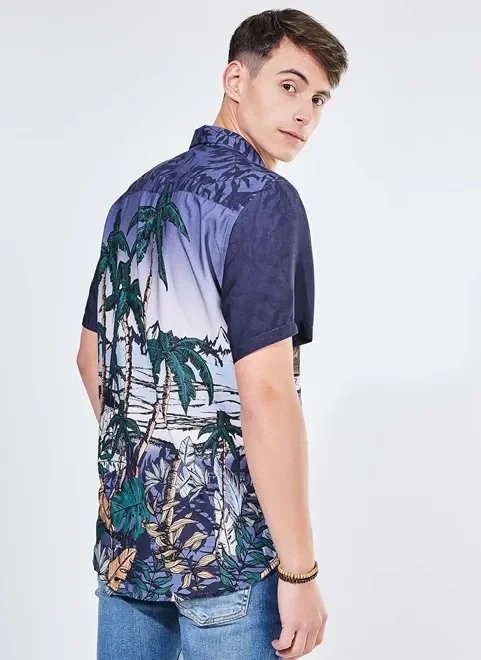 camisa estampa praia noturna camisa estampa praia noturna